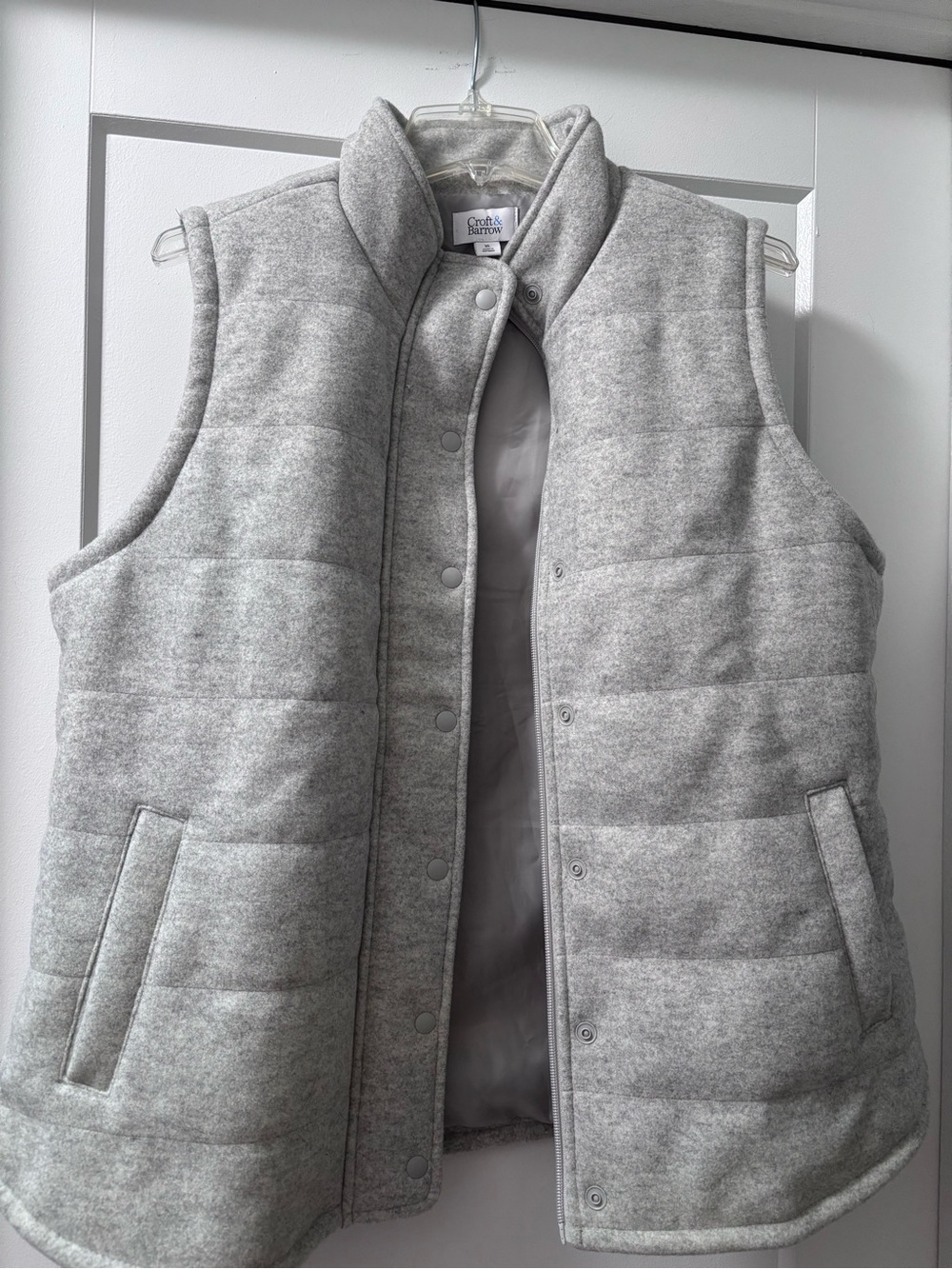 croft & barrow Light Gray Quilted Puffer Vest